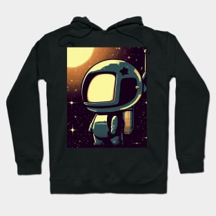 Cute little vintage cartoon astronaut with jetpack in space Hoodie